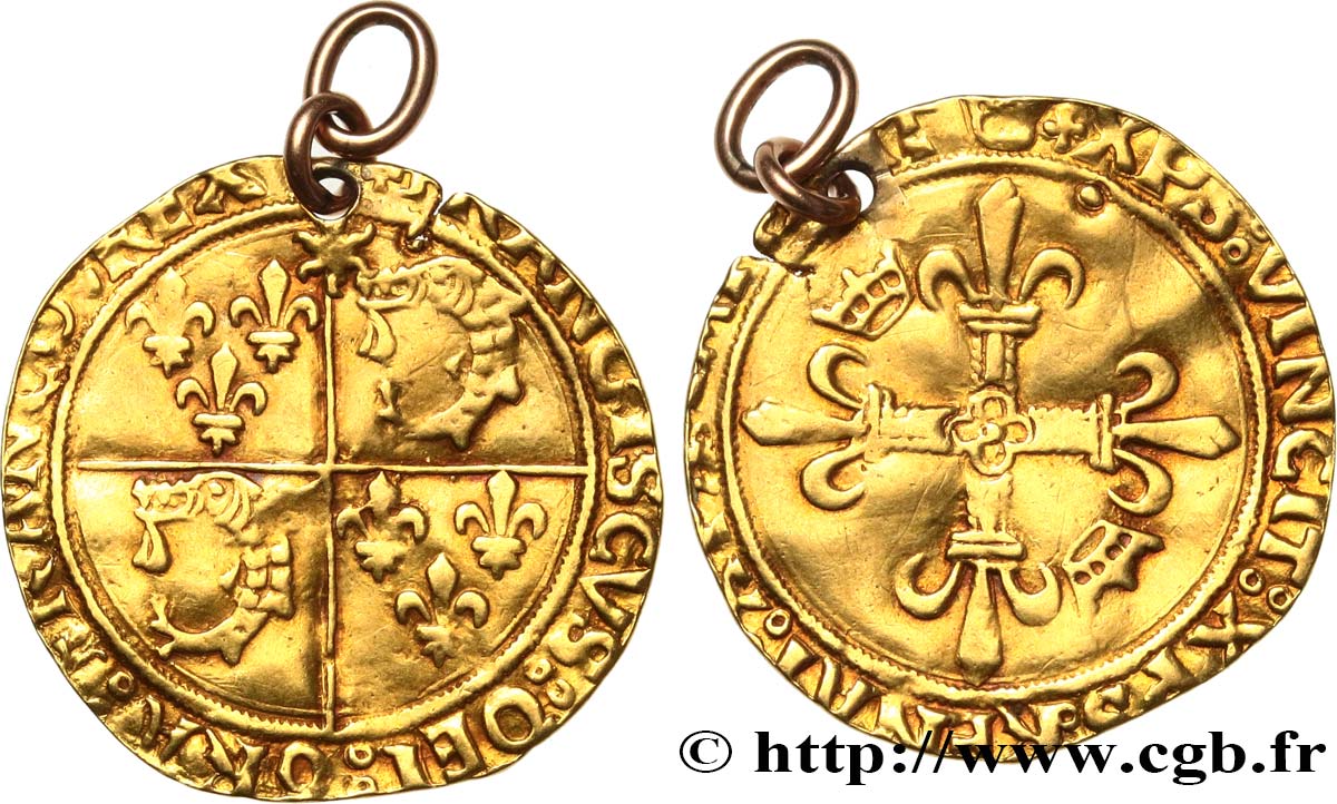 FRANCIS I Écu d or au soleil du Dauphiné, 4e type 21/07/1519 Crémieu VF