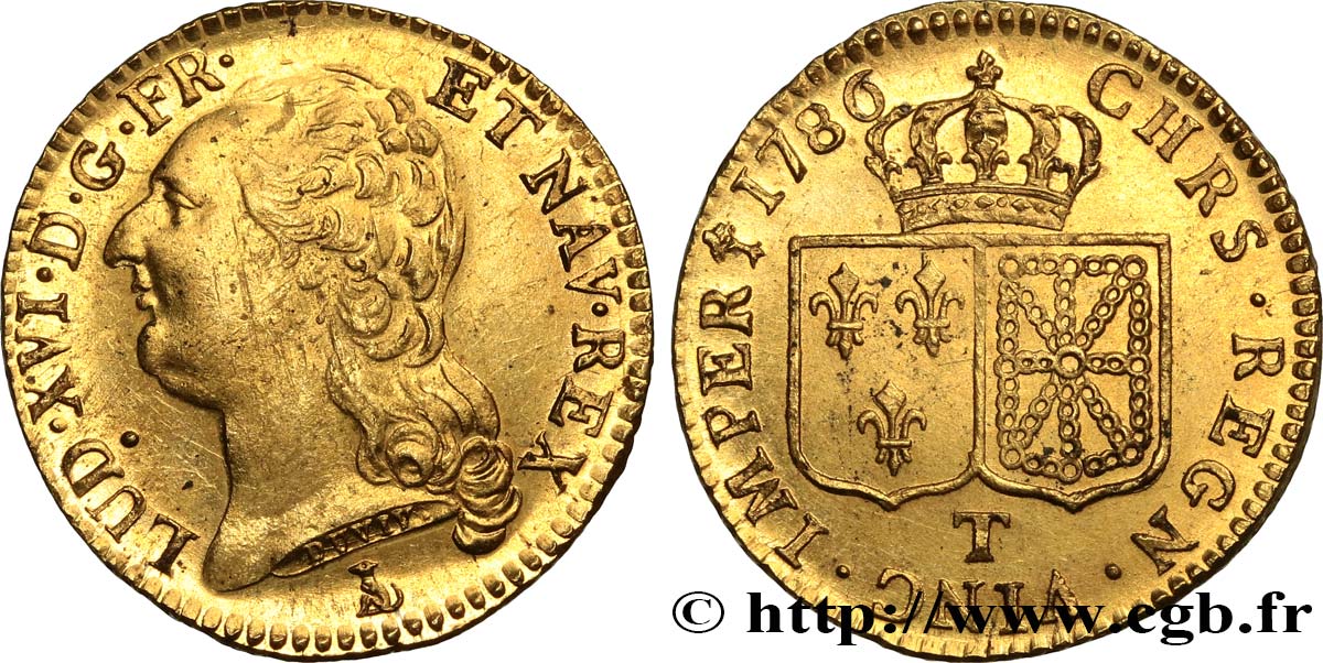 LOUIS XVI Louis d or aux écus accolés 1786 Nantes AU/MS