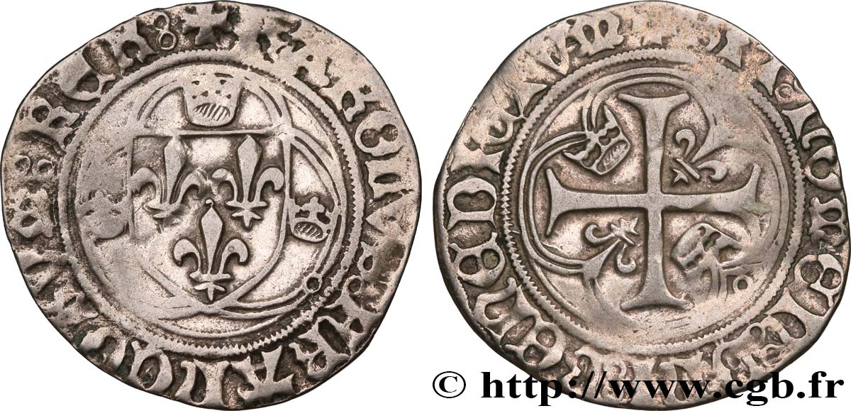 CHARLES VIII Blanc à la couronne 24/04/1488 Poitiers TTB
