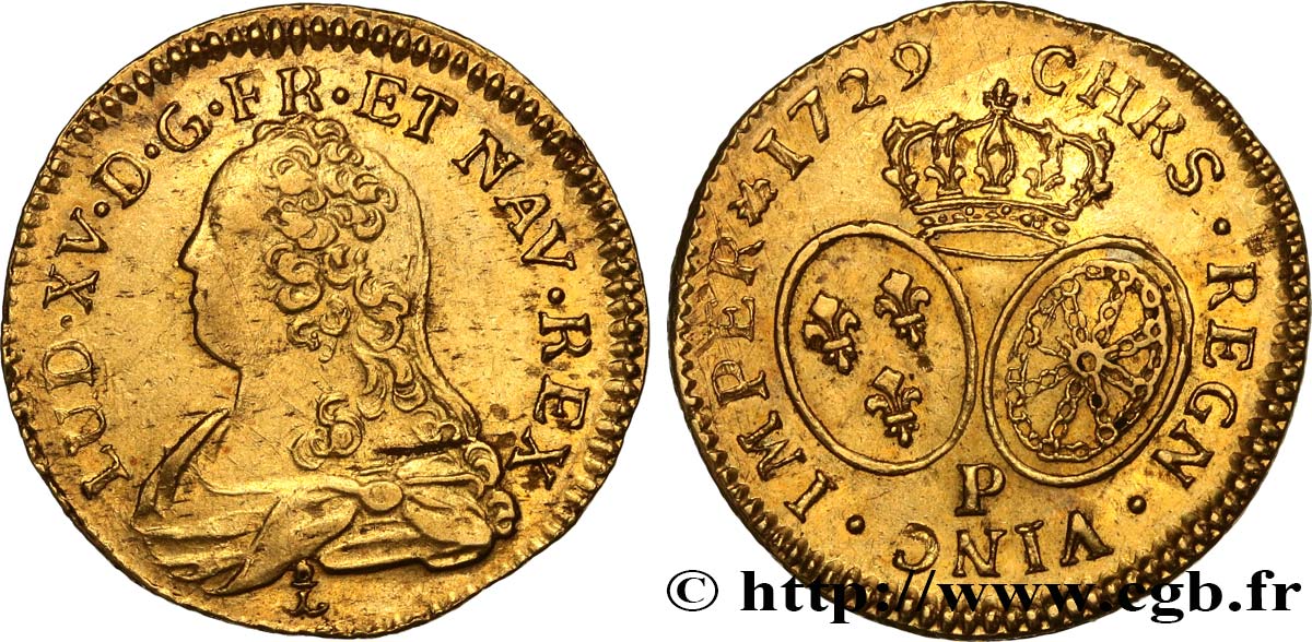 LOUIS XV DIT LE BIEN AIMÉ Louis d or aux écus ovales, buste habillé 1729 Dijon SUP