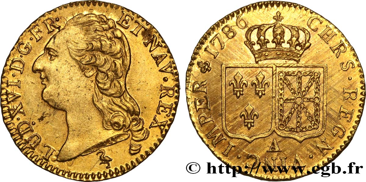 LOUIS XVI Louis d or aux écus accolés 1786 Paris SPL