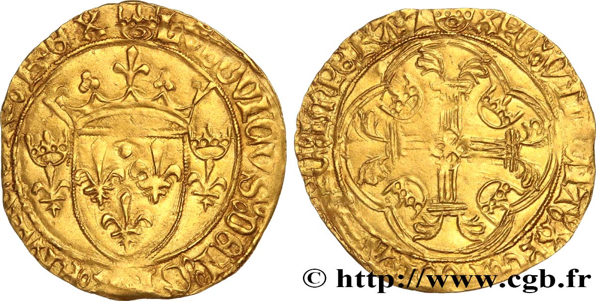LOUIS XI LE PRUDENT Écu d or à la couronne ou écu neuf 31/12/1461 Saint-Lô TTB