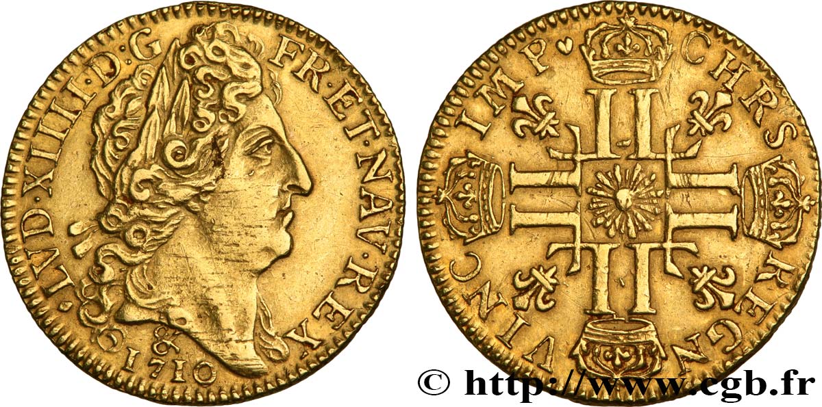 LOUIS XIV  THE SUN KING  Louis d or au soleil 1710 Aix-en-Provence AU
