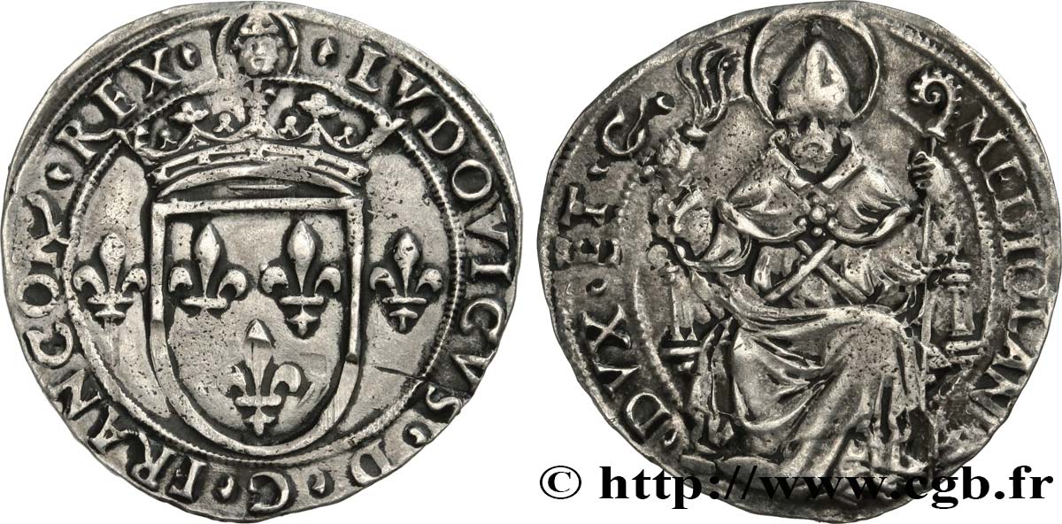 ITALY - DUCHY OF MILAN - LOUIS XII Gros royal de six sous c. 1500-1512 Milan SS/fVZ