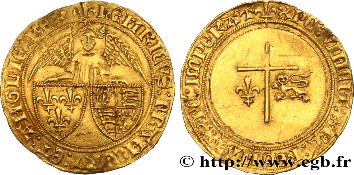 HENRY VI OF LANCASTER Angelot d or 24/05/1427 Saint-Lô EBC/MBC+