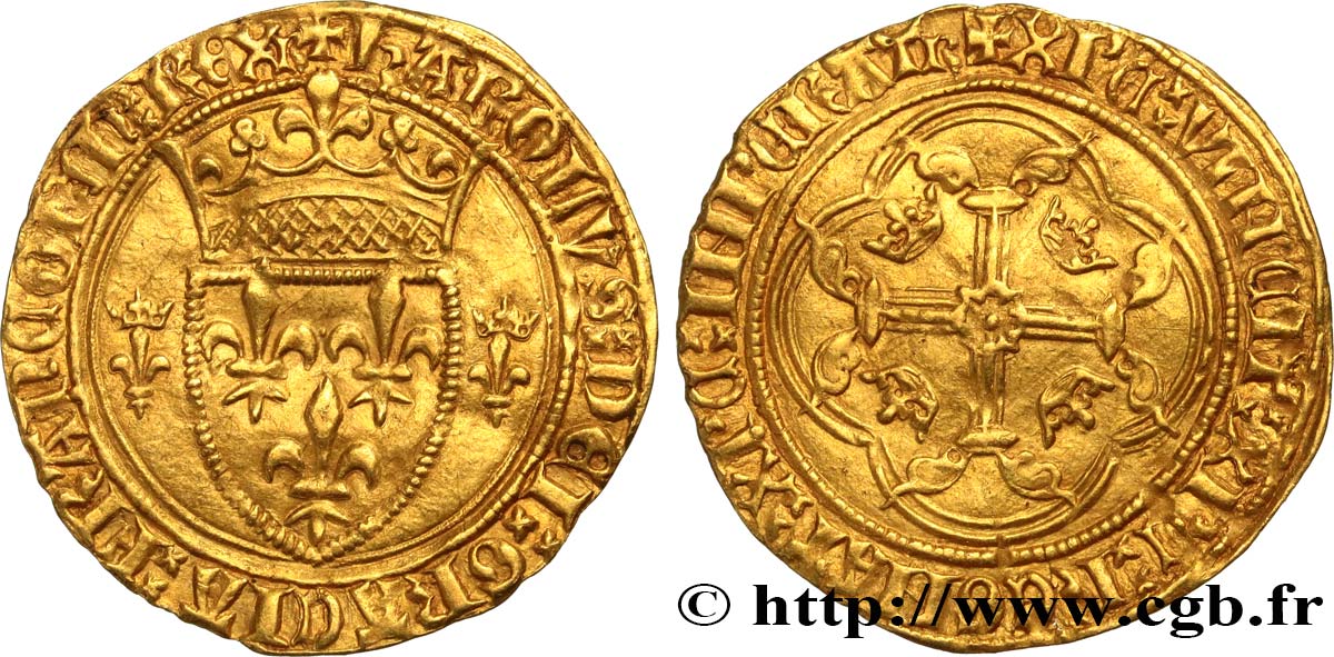 CHARLES VII LE VICTORIEUX Écu d or à la couronne ou écu neuf n.d. Romans SUP/TTB+