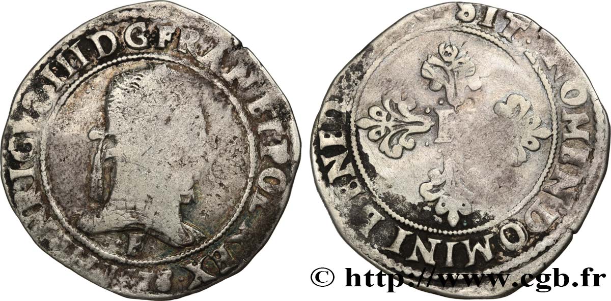 HENRI III Franc au col plat 1578 Angers B+