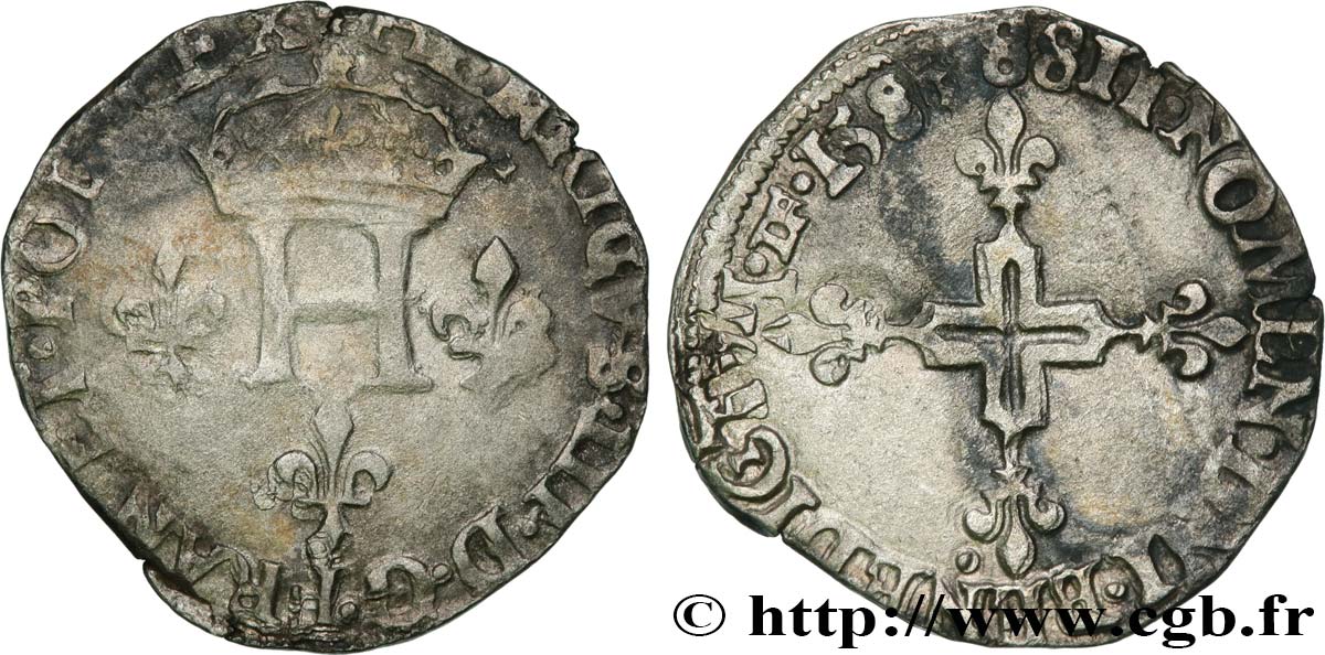 HENRY III Double sol parisis, 2e type n.d. Troyes VF