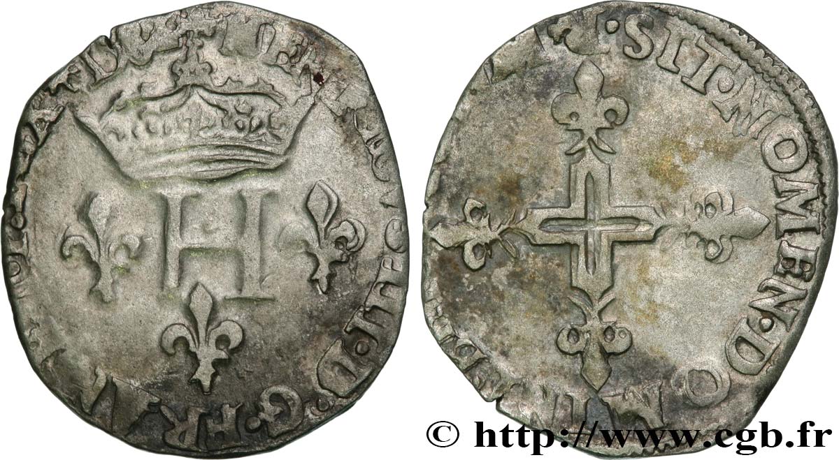 HENRY III Double sol parisis, 2e type 1581 Dijon BC