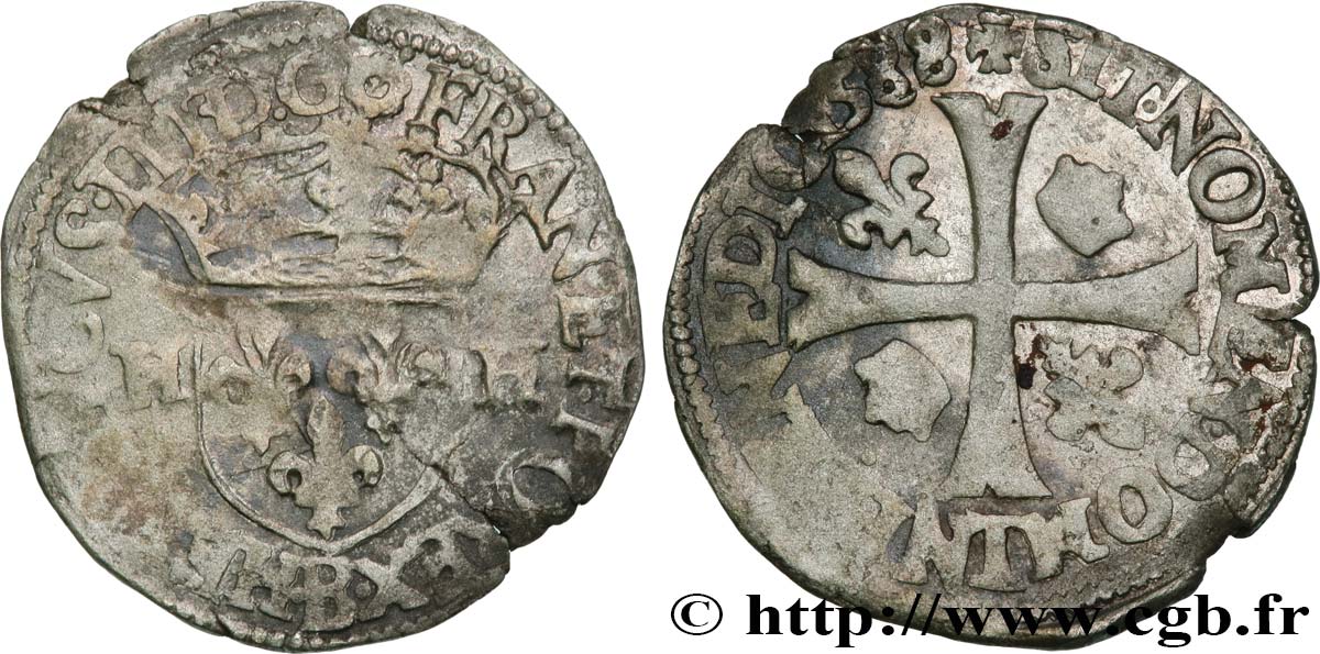 HENRY III Douzain aux deux H, 3e type 1588 Rouen BC