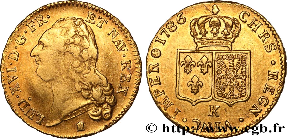 LOUIS XVI Double louis d’or aux écus accolés 1786 Bordeaux TB/TTB