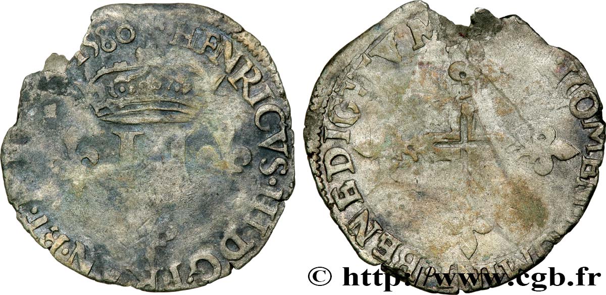 HENRY III Double sol parisis, 2e type 1580  VG