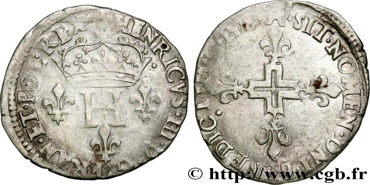 HENRY III Double sol parisis, 2e type 1578 Toulouse VF