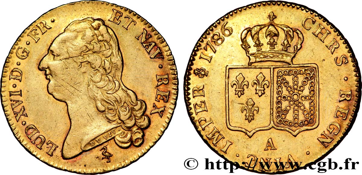 LOUIS XVI Double louis d’or aux écus accolés 1786 Paris SUP