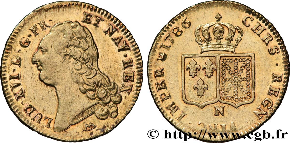 LOUIS XVI Double louis d’or aux écus accolés 1786 Montpellier VZ