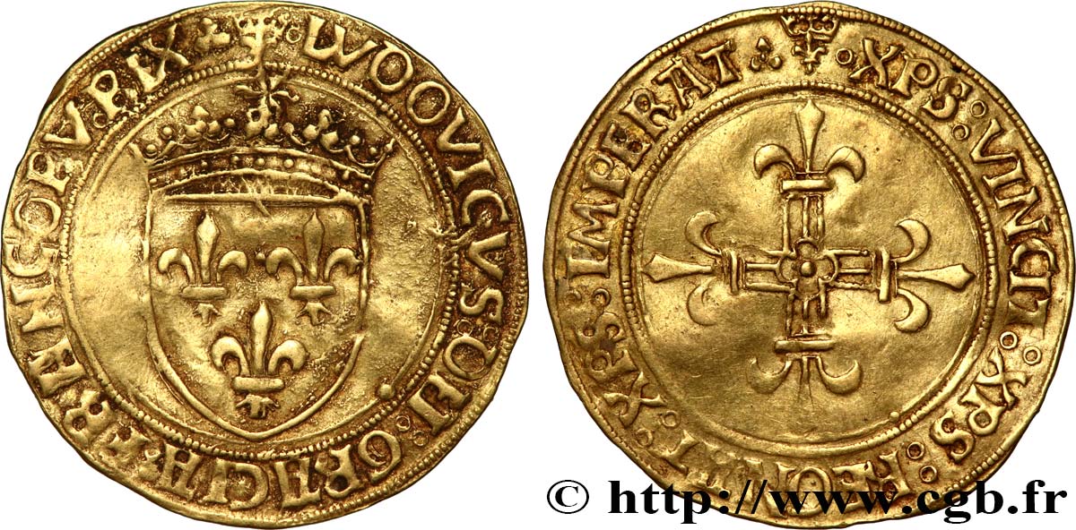 LOUIS XII LE PÈRE DU PEUPLE Écu d or au soleil 25/04/1498 Lyon TTB