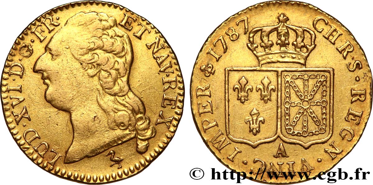 LOUIS XVI Louis d or aux écus accolés 1787 Paris VF/XF
