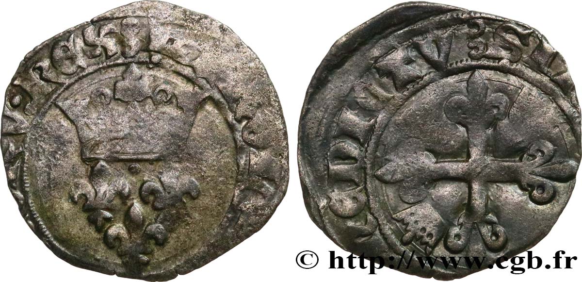 BURGONDY - COINAGE AT THE NAME OF CHARLES VI  THE MAD  OR  THE WELL-BELOVED  Gros dit  florette  n.d. Dijon fSS