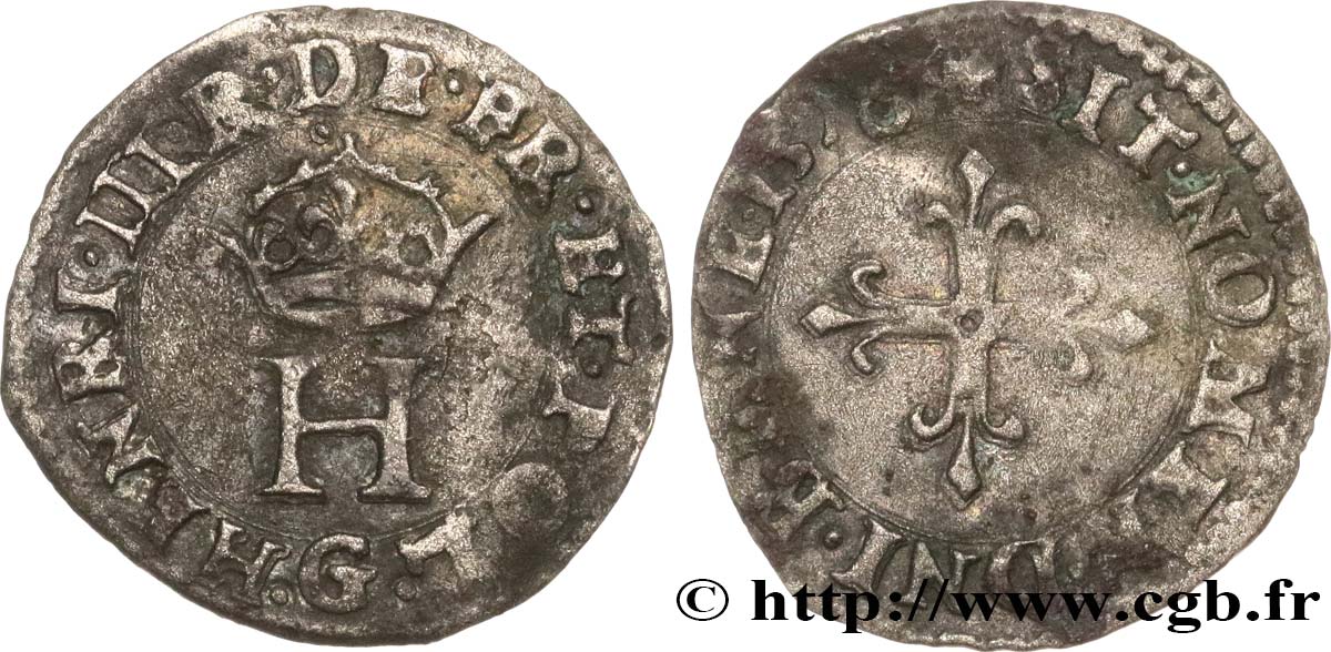 HENRY III Liard à l H couronnée 1578 Poitiers VF