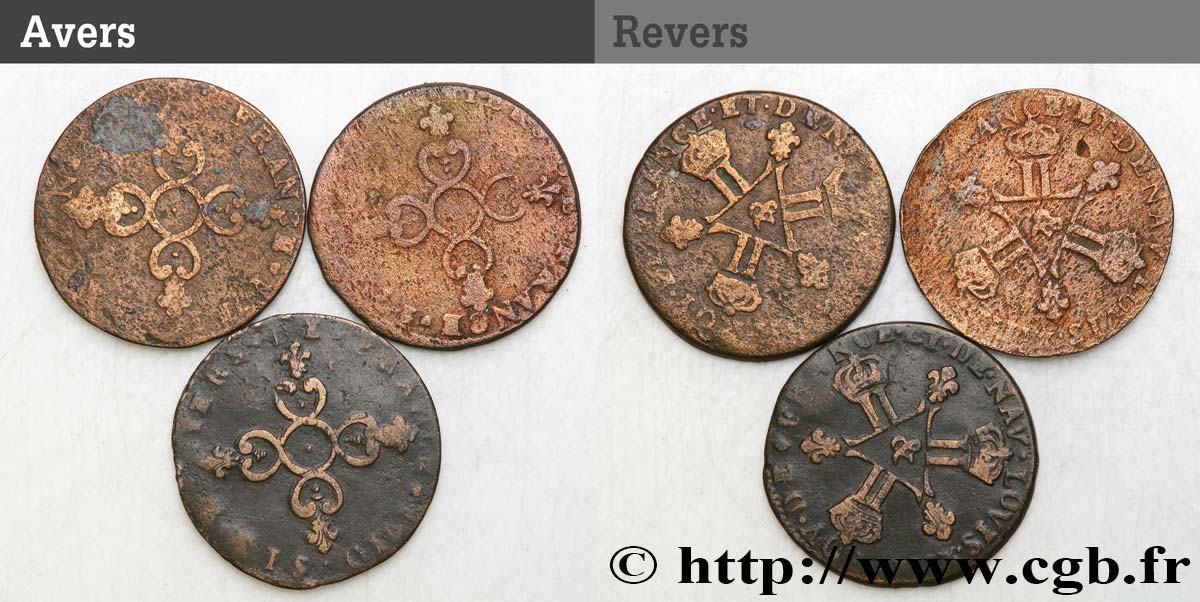 LOTS Lot de trois pièces de six deniers n.d. Aix-en-Provence B+