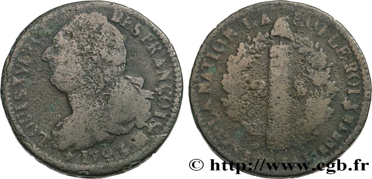 LOUIS XVI (MONARQUE CONSTITUTIONNEL) 2 sols dit au faisceau , type FRANÇOIS 1793 Marseille B+