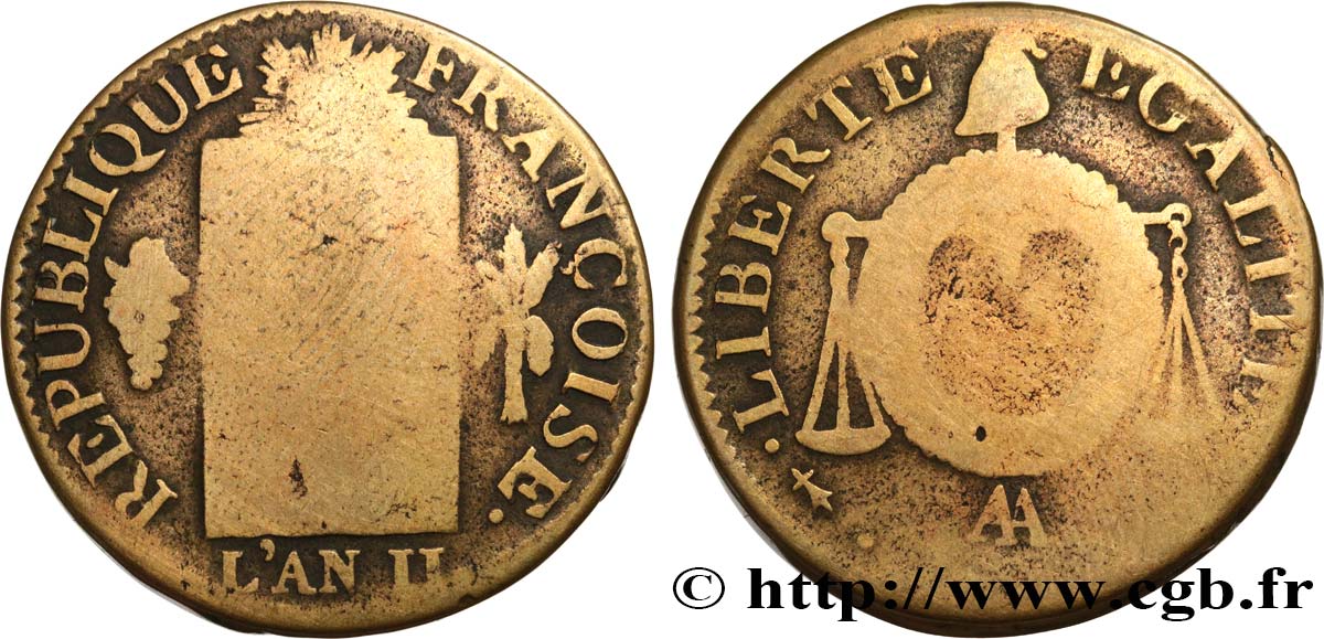 LA CONVENTION 1 sol dit à la table de loi 1794 Metz B+/TB