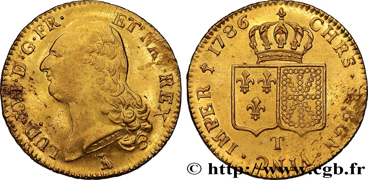 LOUIS XVI Double louis d’or aux écus accolés 1786 Nantes VZ/fST