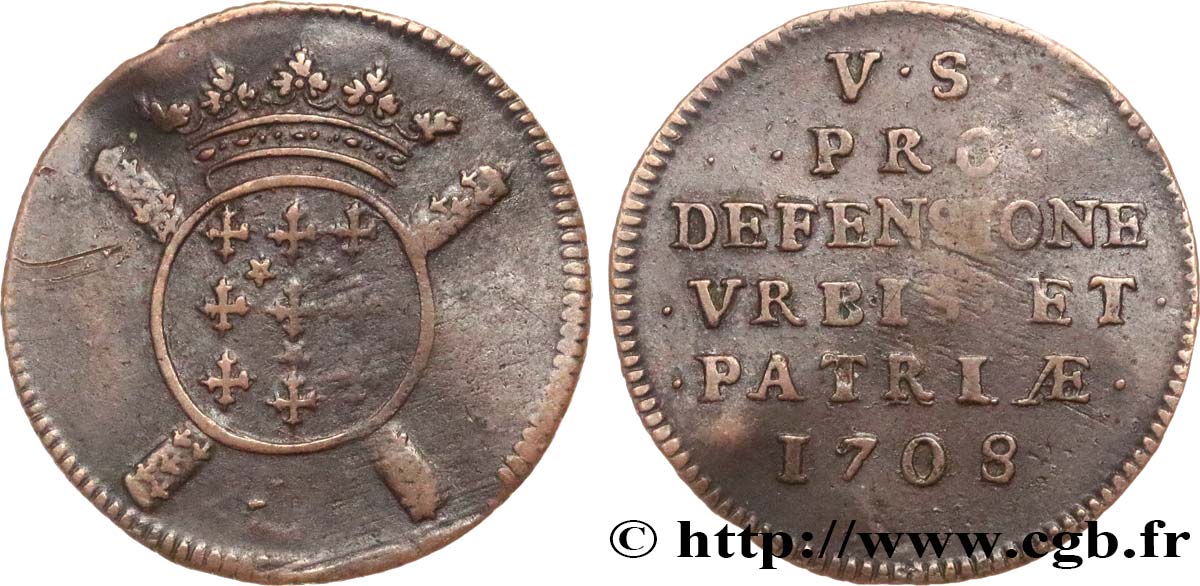 FLANDRE - SIÈGE DE LILLE Cinq sols, monnaie obsidionale 1708 Lille TTB