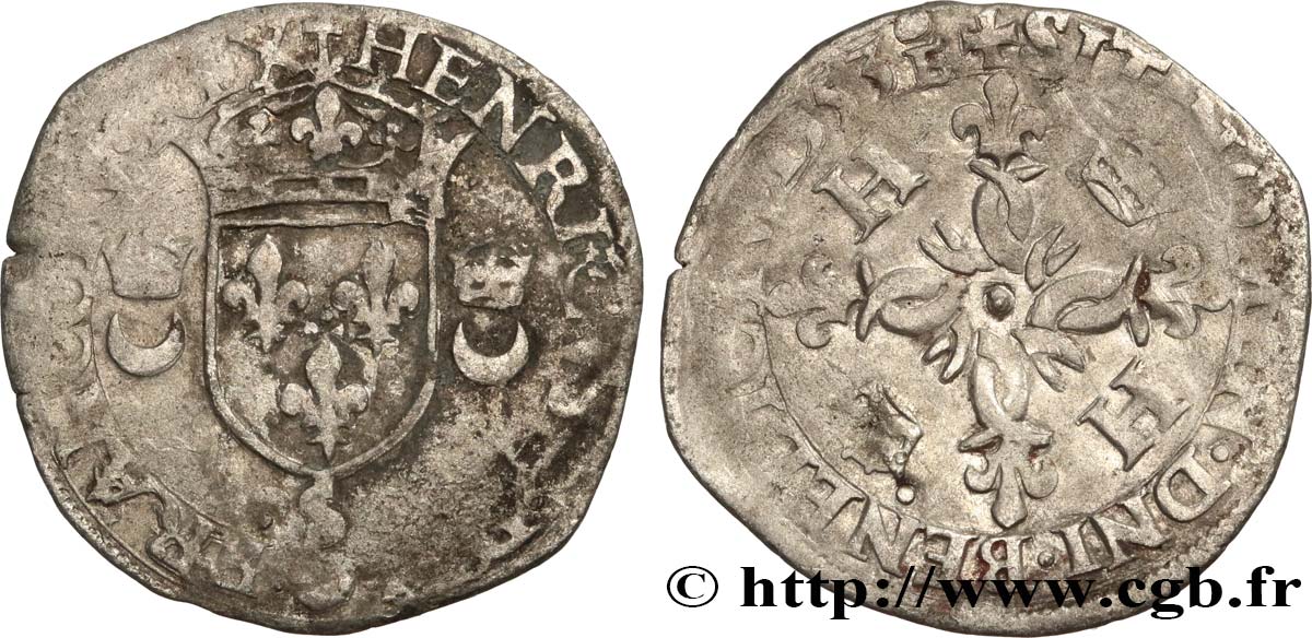 HENRY II Douzain aux croissants 1553 Troyes fSS