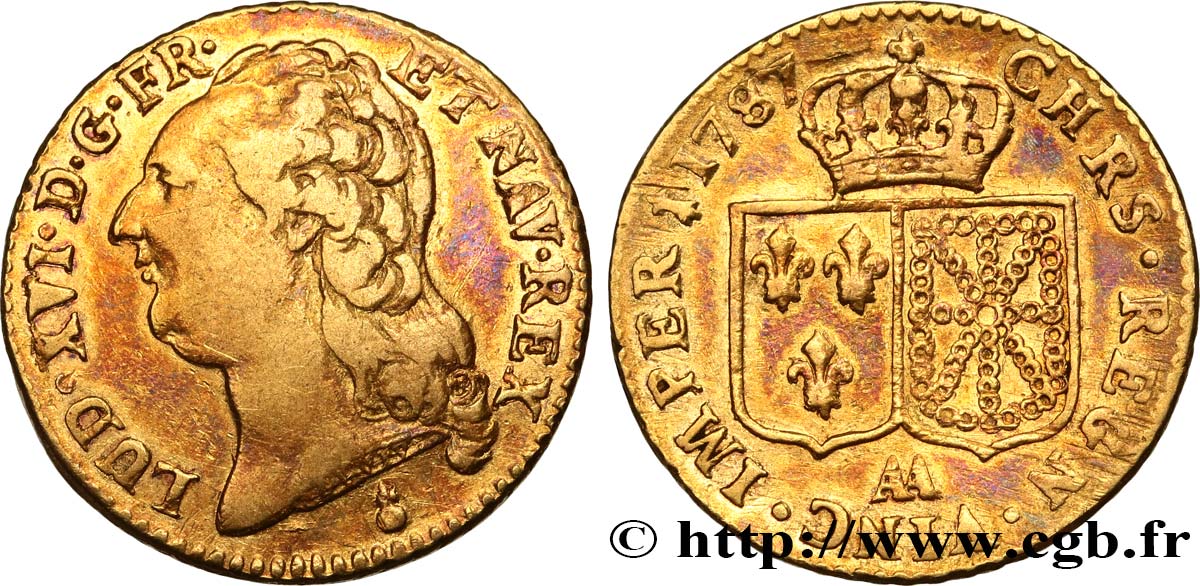 LOUIS XVI Louis d or aux écus accolés 1787 Metz XF