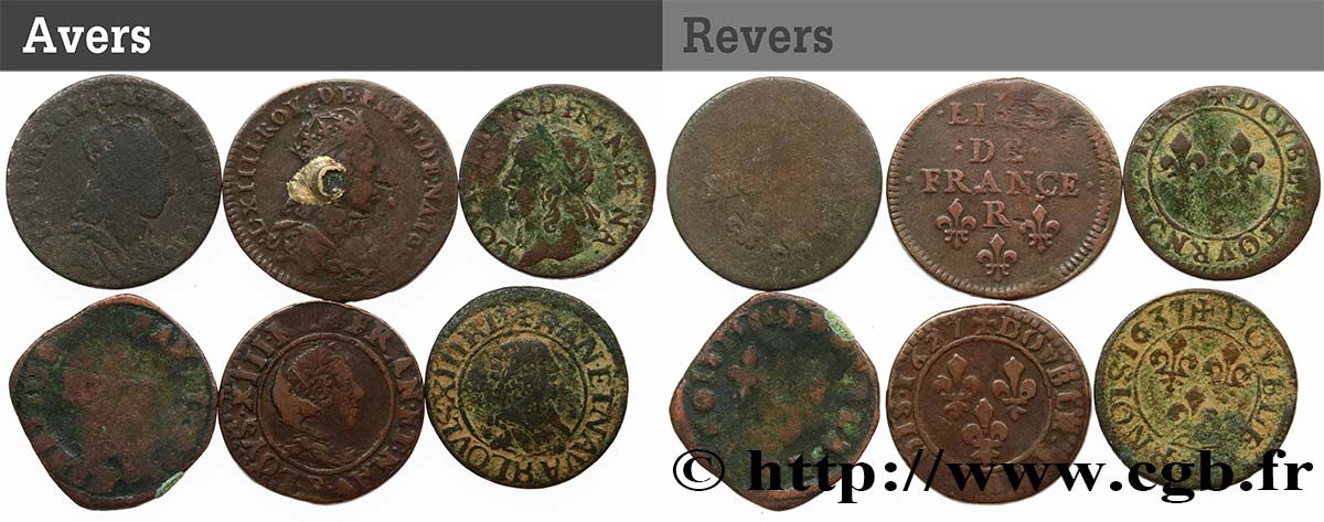 LOTTE Lot de 6 monnaies royales n.d. Ateliers divers MB