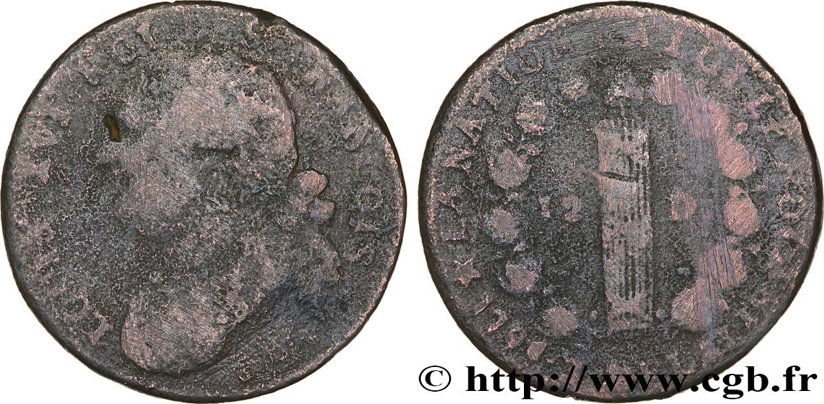 LOUIS XVI (MONARQUE CONSTITUTIONNEL) 12 deniers dit au faisceau , type FRANCOIS 1791 Marseille B+
