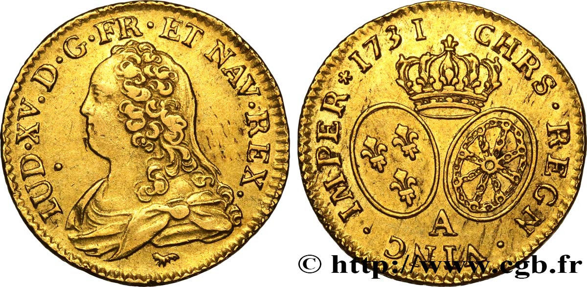 LOUIS XV DIT LE BIEN AIMÉ Louis d or aux écus ovales, buste habillé 1731 Paris TTB+