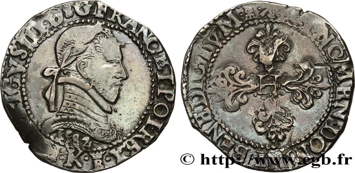 HENRY III Franc au col plat 1582 Bordeaux SS