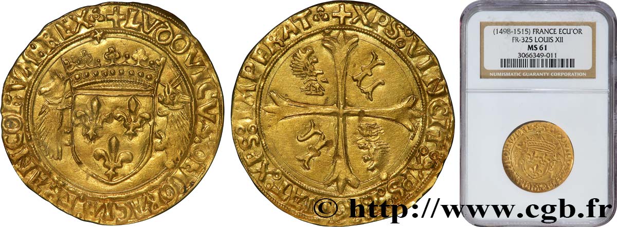 LOUIS XII  Écu d or aux porcs-épics 19/11/1507 Lyon EBC61