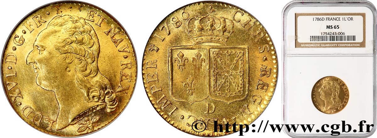 LOUIS XVI Louis d or aux écus accolés 1786 Lyon FDC65