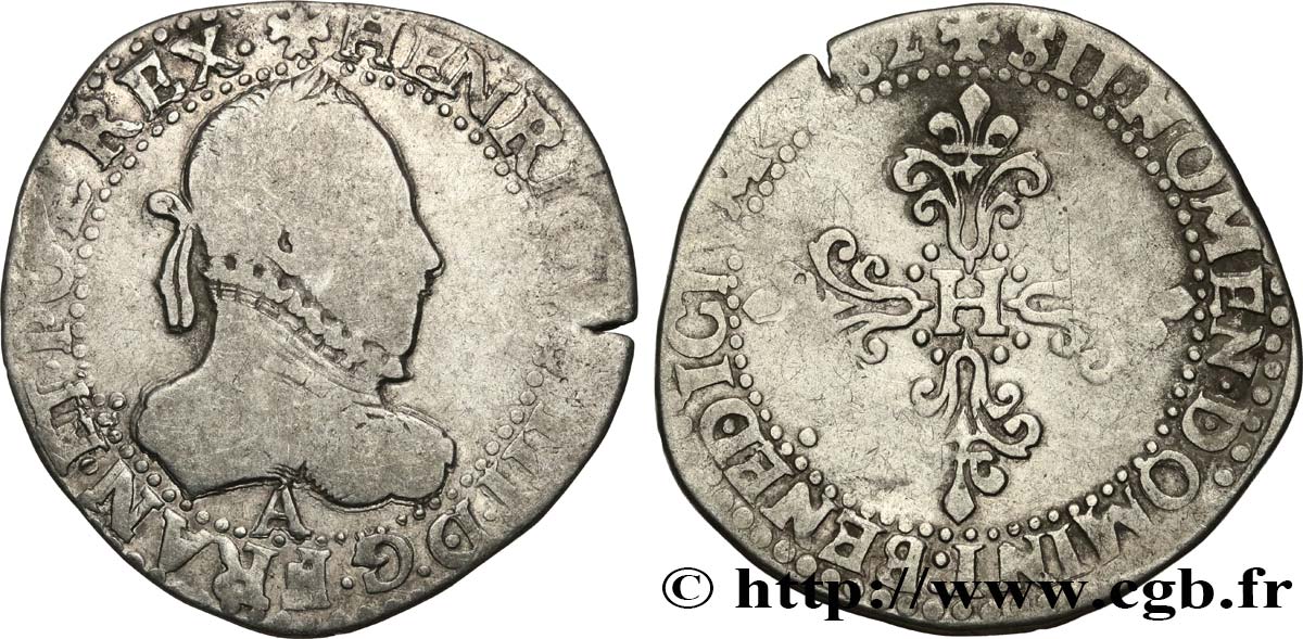 HENRY III Demi-franc au col plat 1582 Paris BC