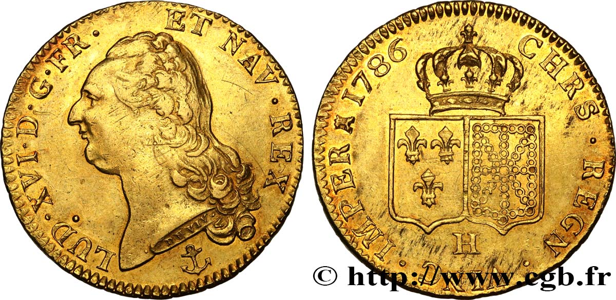 LOUIS XVI Double louis d’or aux écus accolés 1786 La Rochelle AU