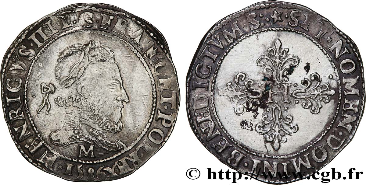 HENRI III Franc au col fraisé 1586 Toulouse TTB+