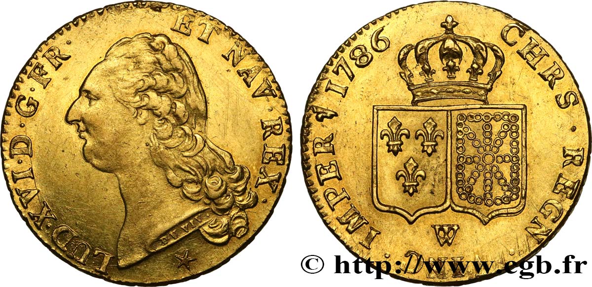 LOUIS XVI Double louis d’or aux écus accolés 1786 Lille AU