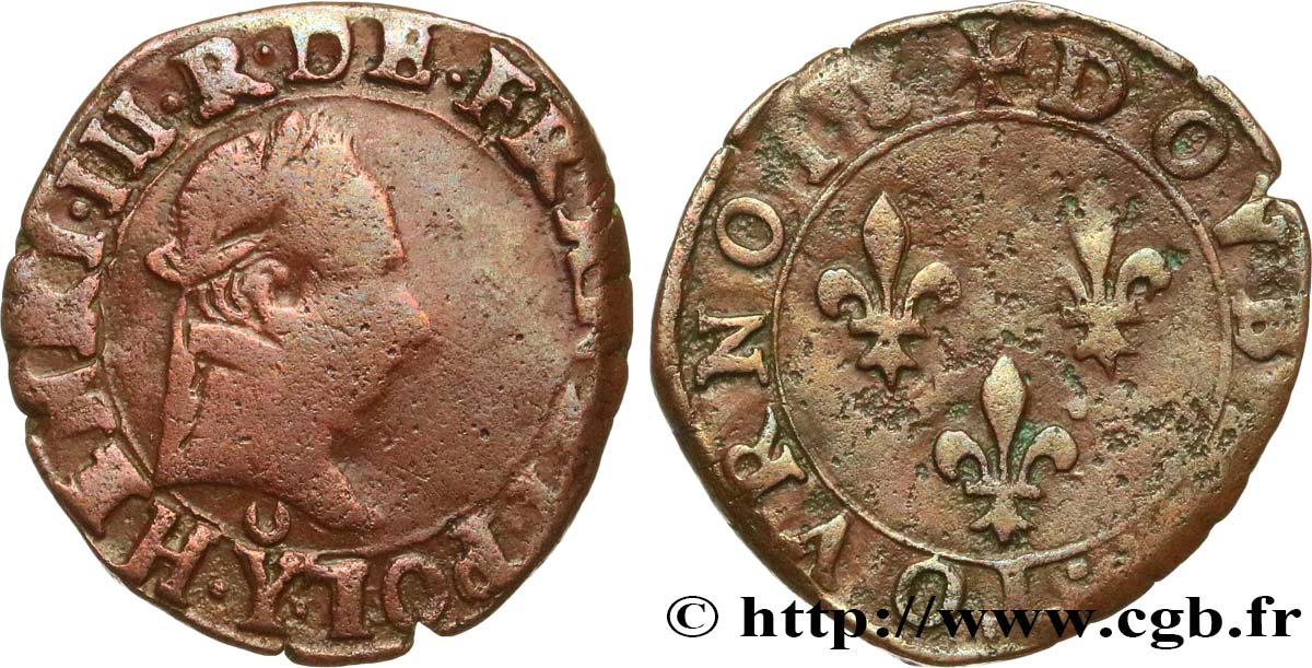 HENRY III Double tournois, type de Bourges n.d. Bourges VF