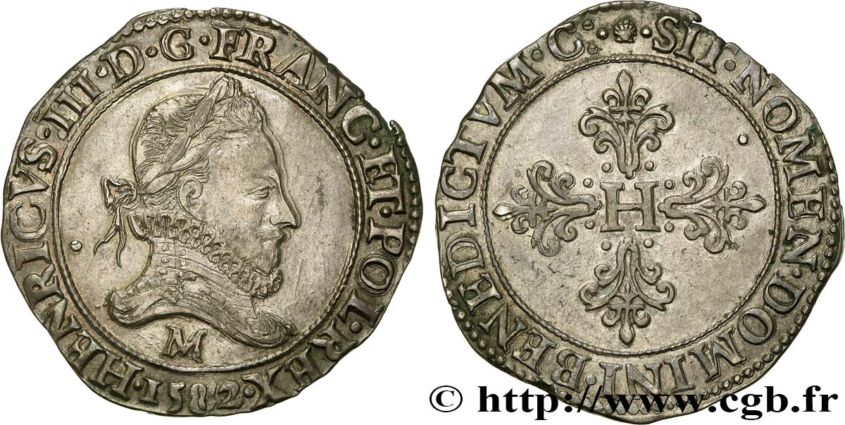 HENRY III Franc au col fraisé 1582 Toulouse AU