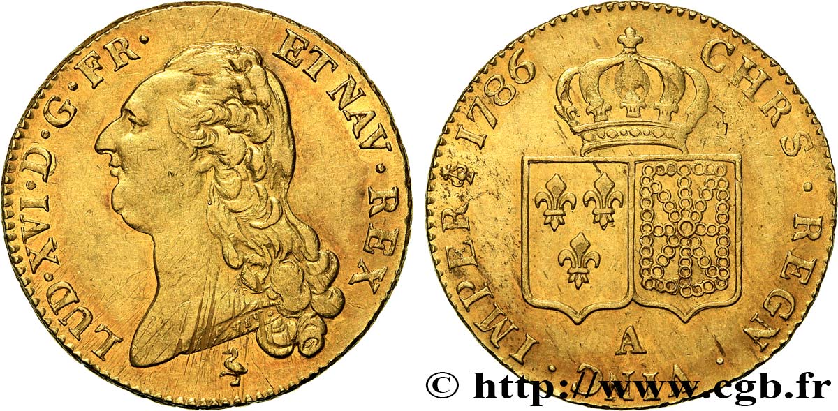 LOUIS XVI Double louis d’or aux écus accolés 1786 Paris EBC