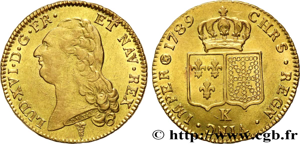 LOUIS XVI Double louis d’or aux écus accolés 1789 Bordeaux AU/MS