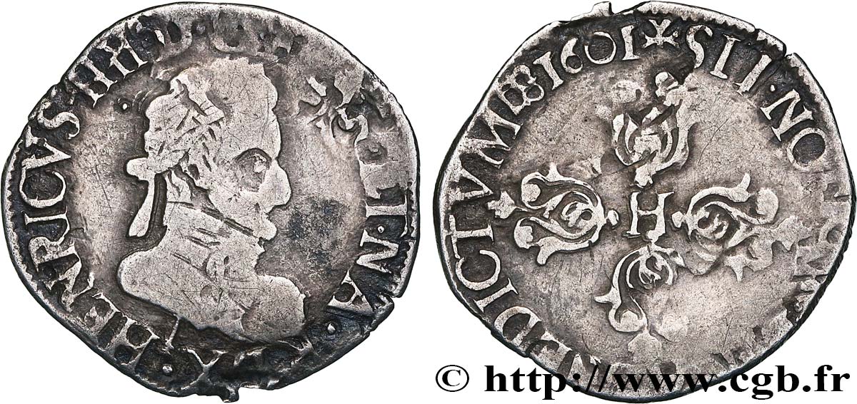 HENRY IV Quart de franc 1601 Limoges BC/BC+