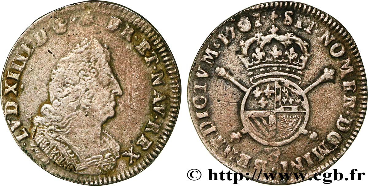 LOUIS XIV  THE SUN KING  Huitième d’écu de Flandre aux insignes, 1er type 1701 Lille fSS