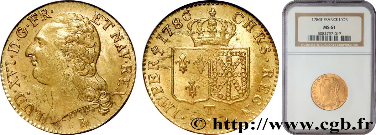 LOUIS XVI Louis d or aux écus accolés 1786 Nantes MS61