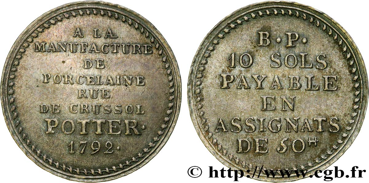 REVOLUTION COINAGE / CONFIANCE (MONNAIES DE…) Bon pour 10 sols 1792 Paris AU