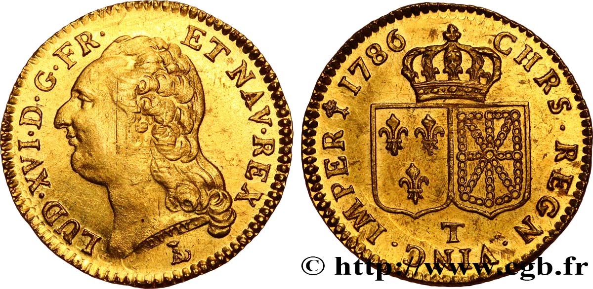 LOUIS XVI Louis d or aux écus accolés 1786 Nantes SC