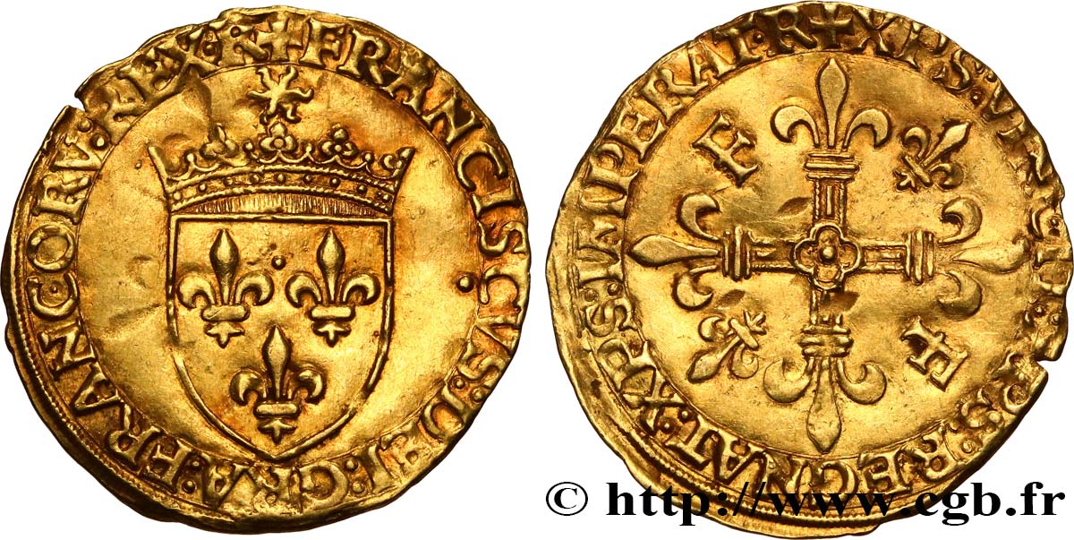 FRANCIS I Écu d or au soleil, 5e type 21/07/1519 Poitiers XF